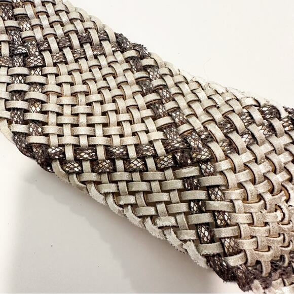 White House Black Market WHBM Woven Shimmer Shine Braided‎ Oversize Belt - Picture 2 of 6
